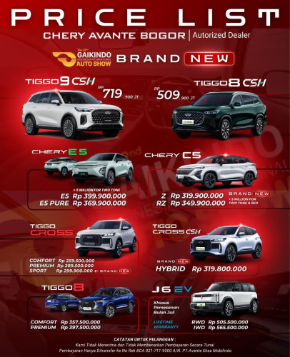 Pricelist Harga Chery cilendekbarat 2025